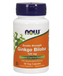 Ginkgo Biloba, Double Strength 120 mg 50 Veg Capsules