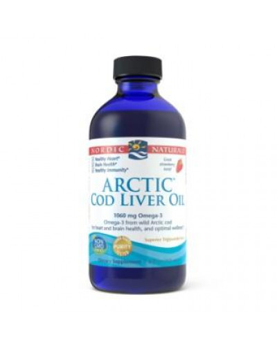 Nordic Naturals Arctic Cod Liver Oil Liquid - STRAWBERRY Flavor 8 oz