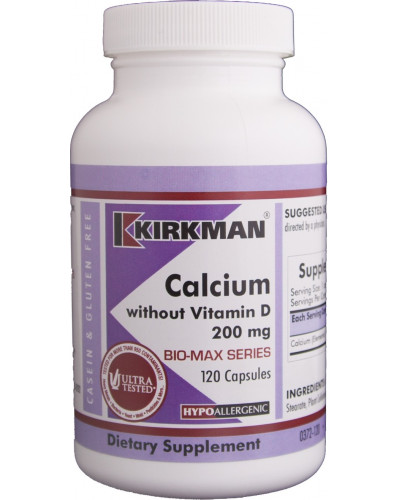 Calcium w/o Vitamin D Bio-Max Series 200 mg Capsules - Hypo 120 ct